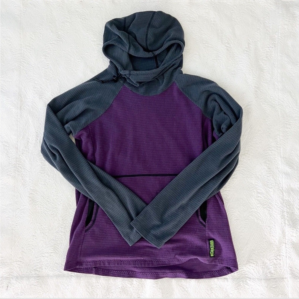 Melanzana Micro Grid Fleece Hoodie Purple Gray